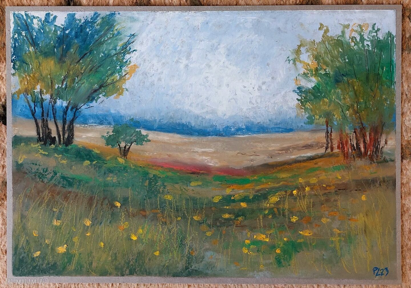 Łąka - rysunek A4 pastelami olejnymi