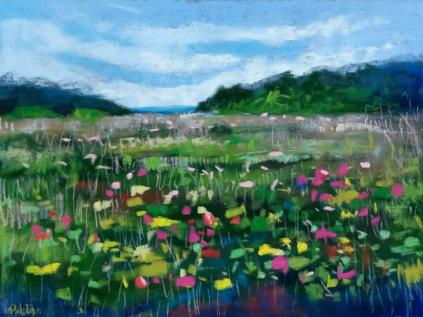 ŁĄKA - rysunek pastelami suchymi 24x18 cm