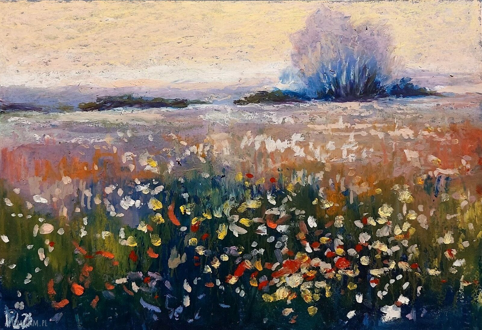 ŁĄKA - rysunek A5 pastelami olejnymi