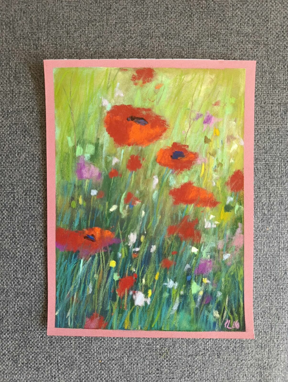 Łąka - rysunek pastelami suchymi Paulina Lebida, 24x18 cm (bez ramy)