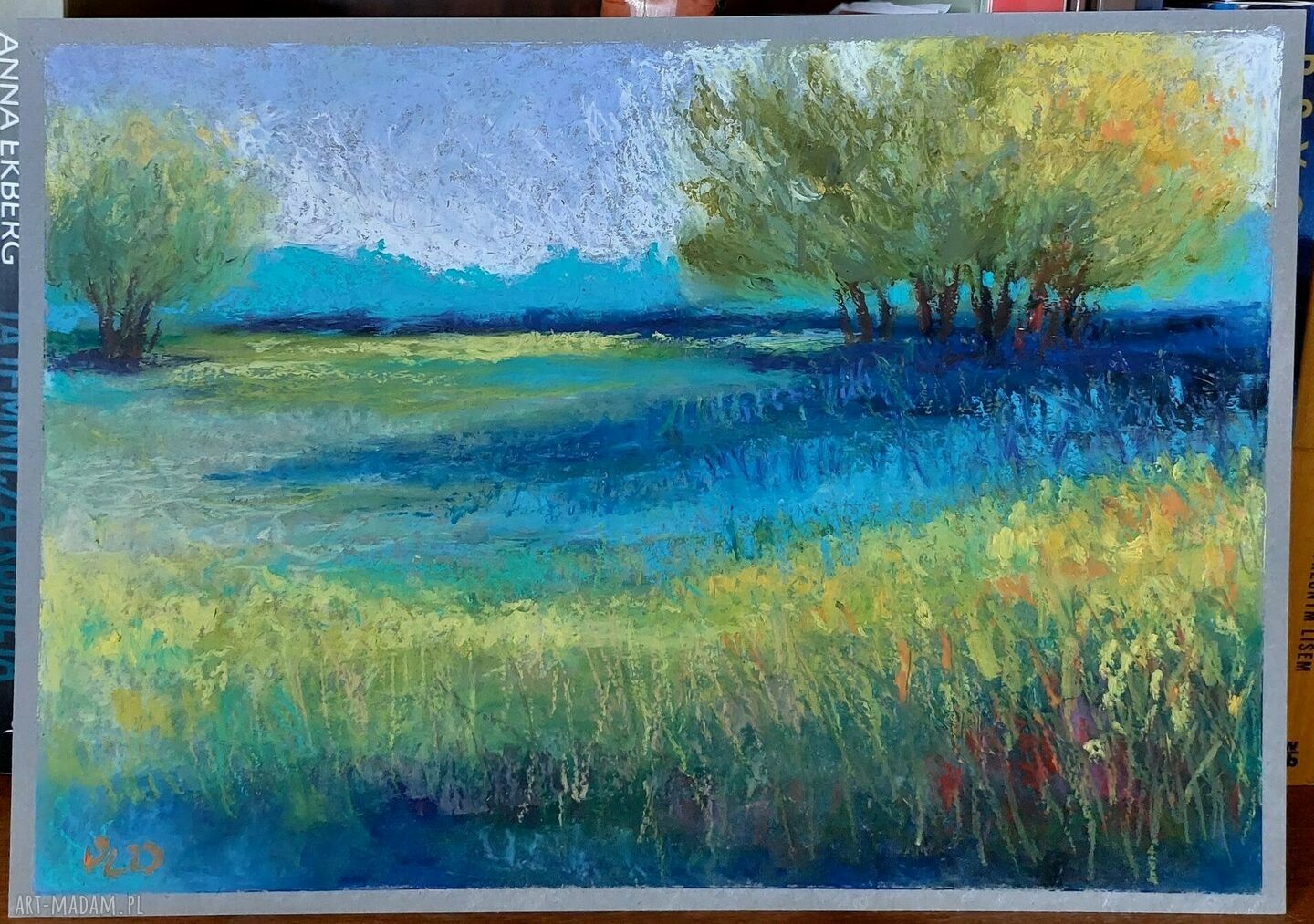 Łąka - rysunek A4 w pastelach olejnych