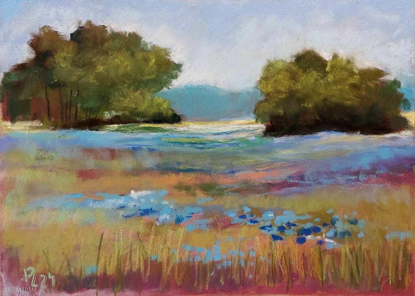 ŁĄKA - rysunek pastelami suchymi 18x24 cm