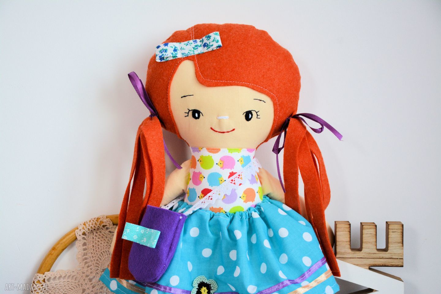 Lala Kasia 40 cm z ubrankami - handmade i bezpieczna dla dziewczynki