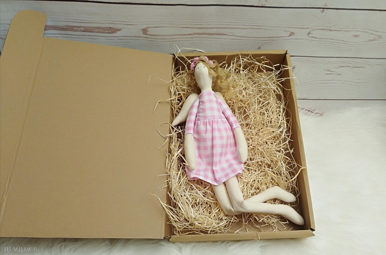 Lalka anioł Tilda 45 cm - ręcznie szyta przytulanka z bawełny