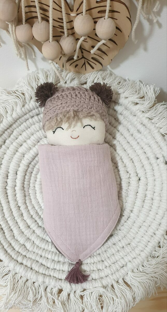 Lalka Bobas w rożku - mini laleczka 17 cm, rękodzieło Madika design