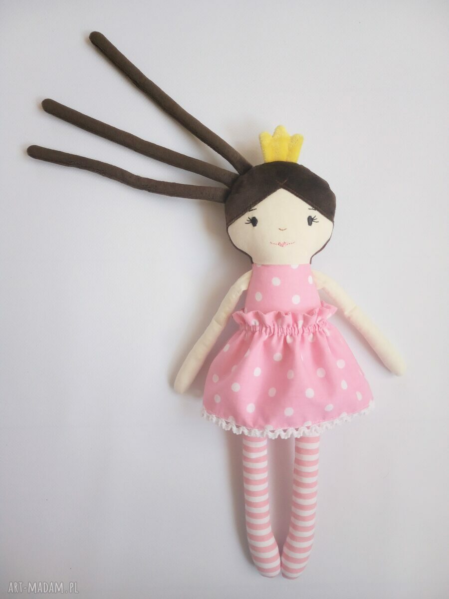 Lalka Królewna - ręcznie szyta lalka szmaciana 38 cm z koroną
