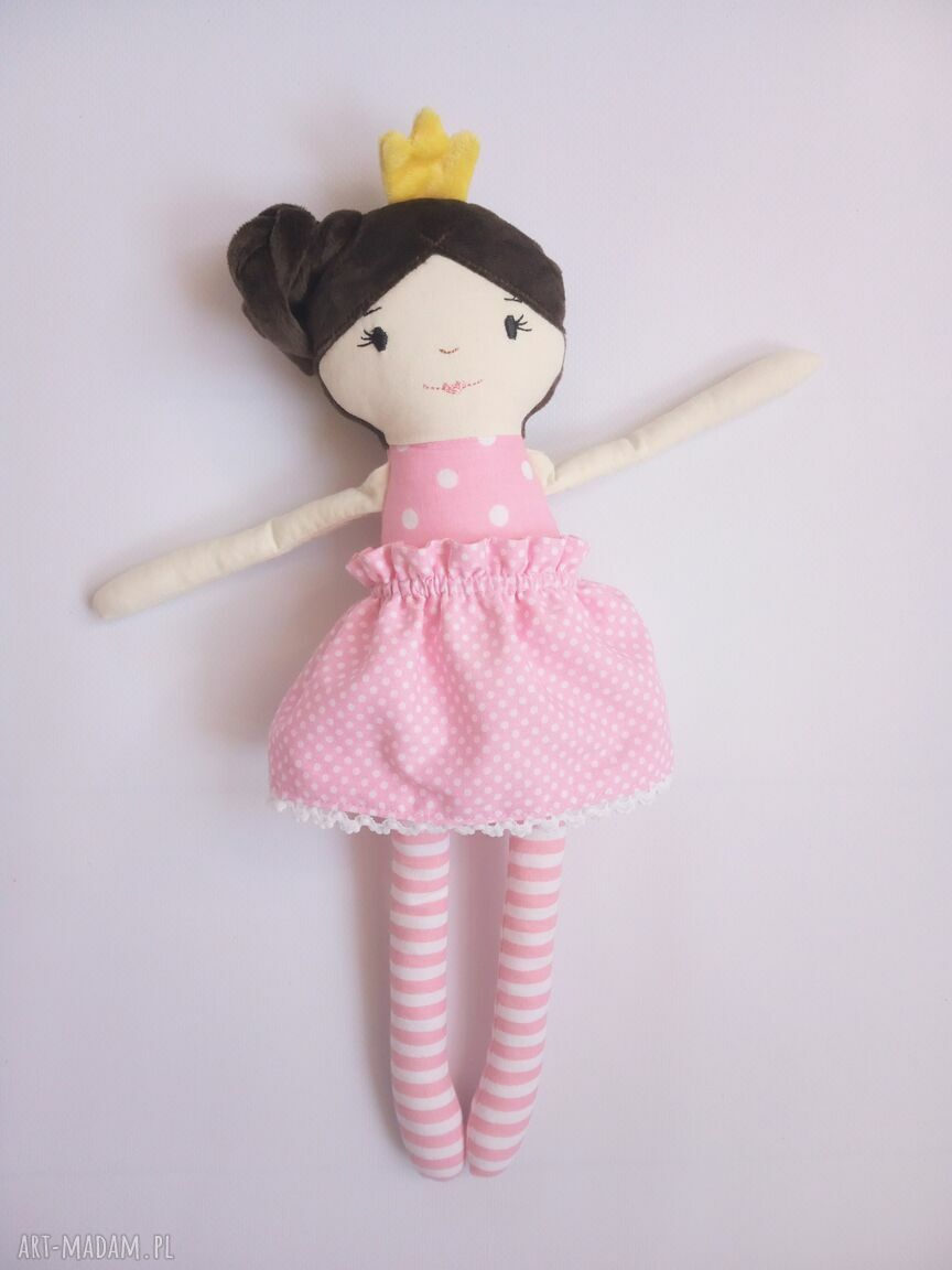Lalka Królewna - ręcznie szyta lalka szmaciana 38 cm z koroną
