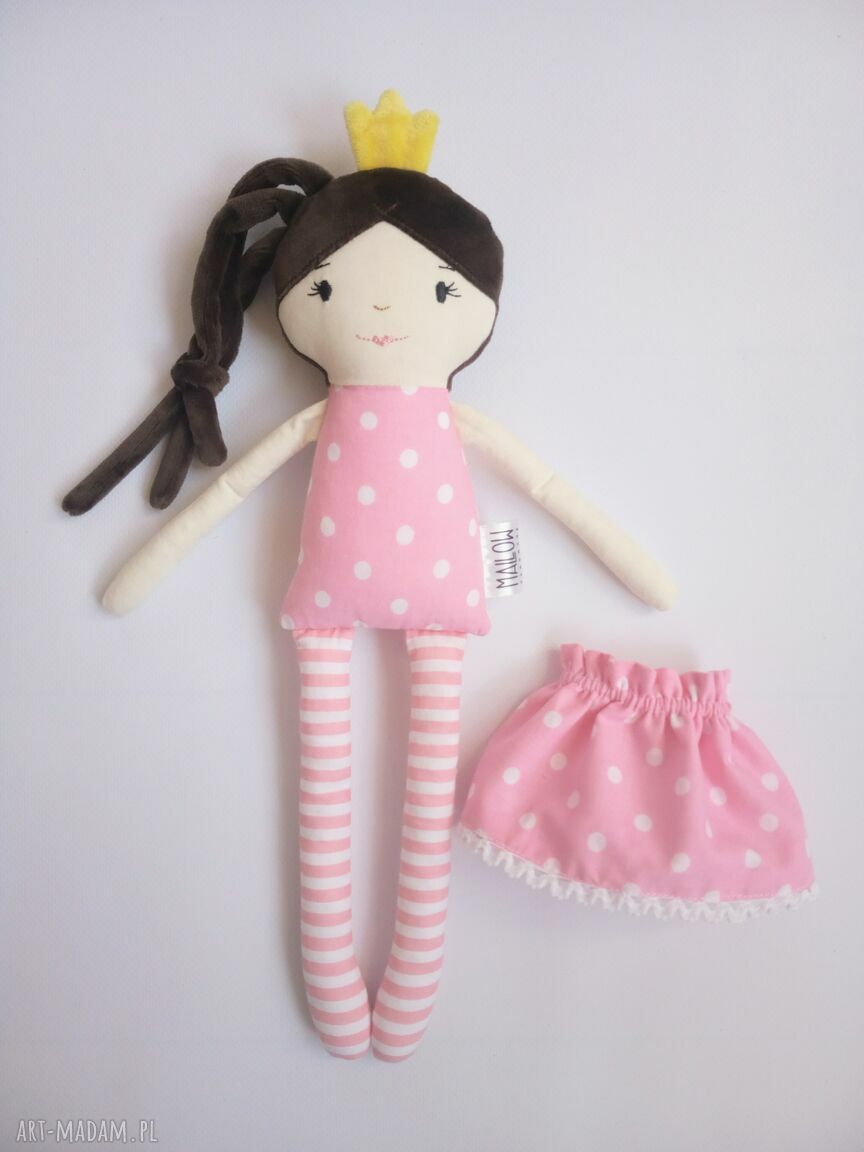 Lalka Królewna - ręcznie szyta lalka szmaciana 38 cm z koroną