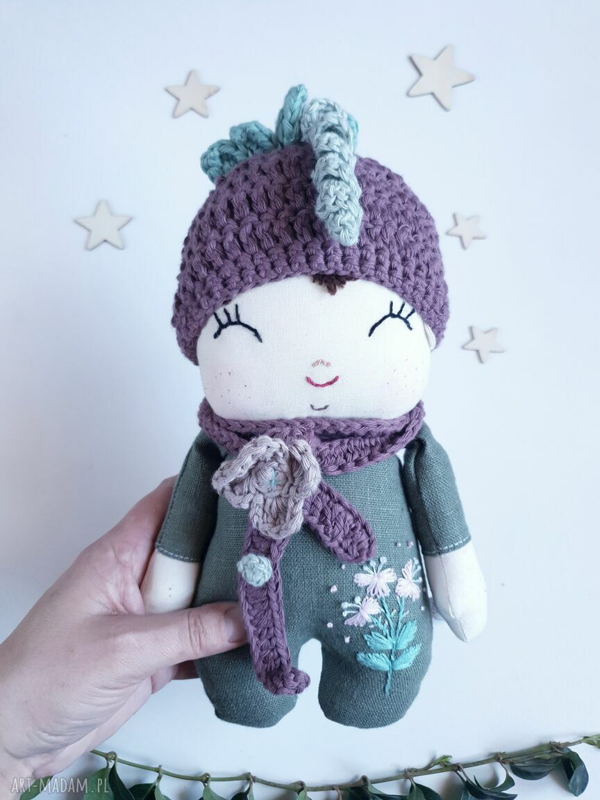 Lalka leśny skrzat Dzwoneczek - przytulna lalka handmade 24 cm