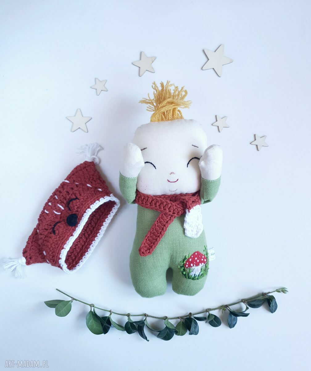 Lalka leśny skrzat Muchomorek - 24 cm