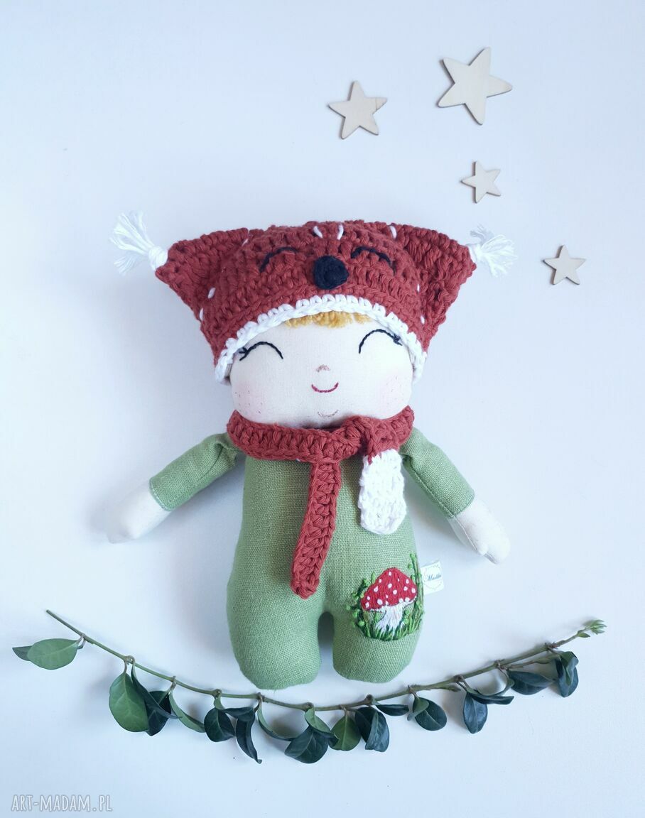 Lalka leśny skrzat Muchomorek - 24 cm