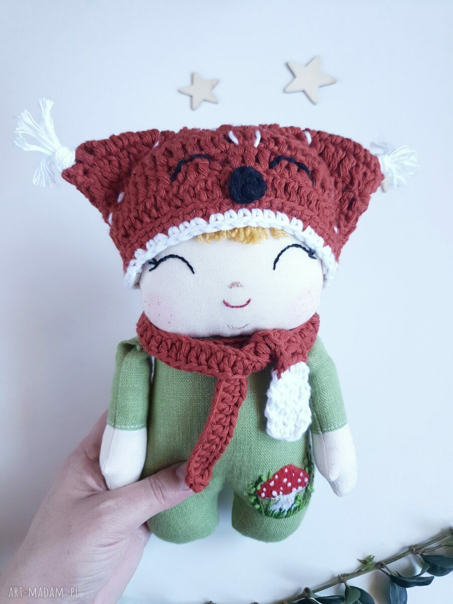 Lalka leśny skrzat Muchomorek - 24 cm