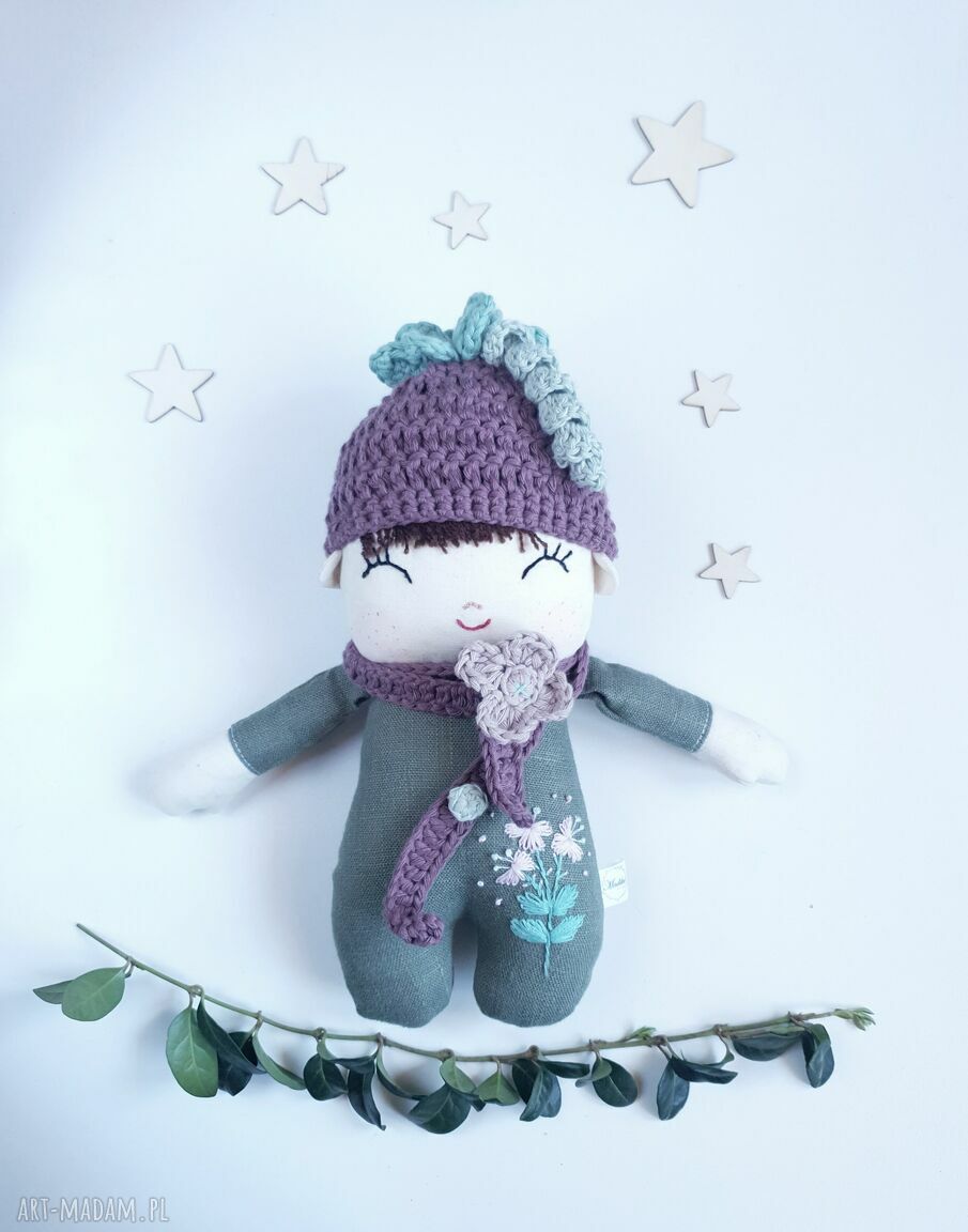 Lalka leśny skrzat Dzwoneczek - przytulna lalka handmade 24 cm