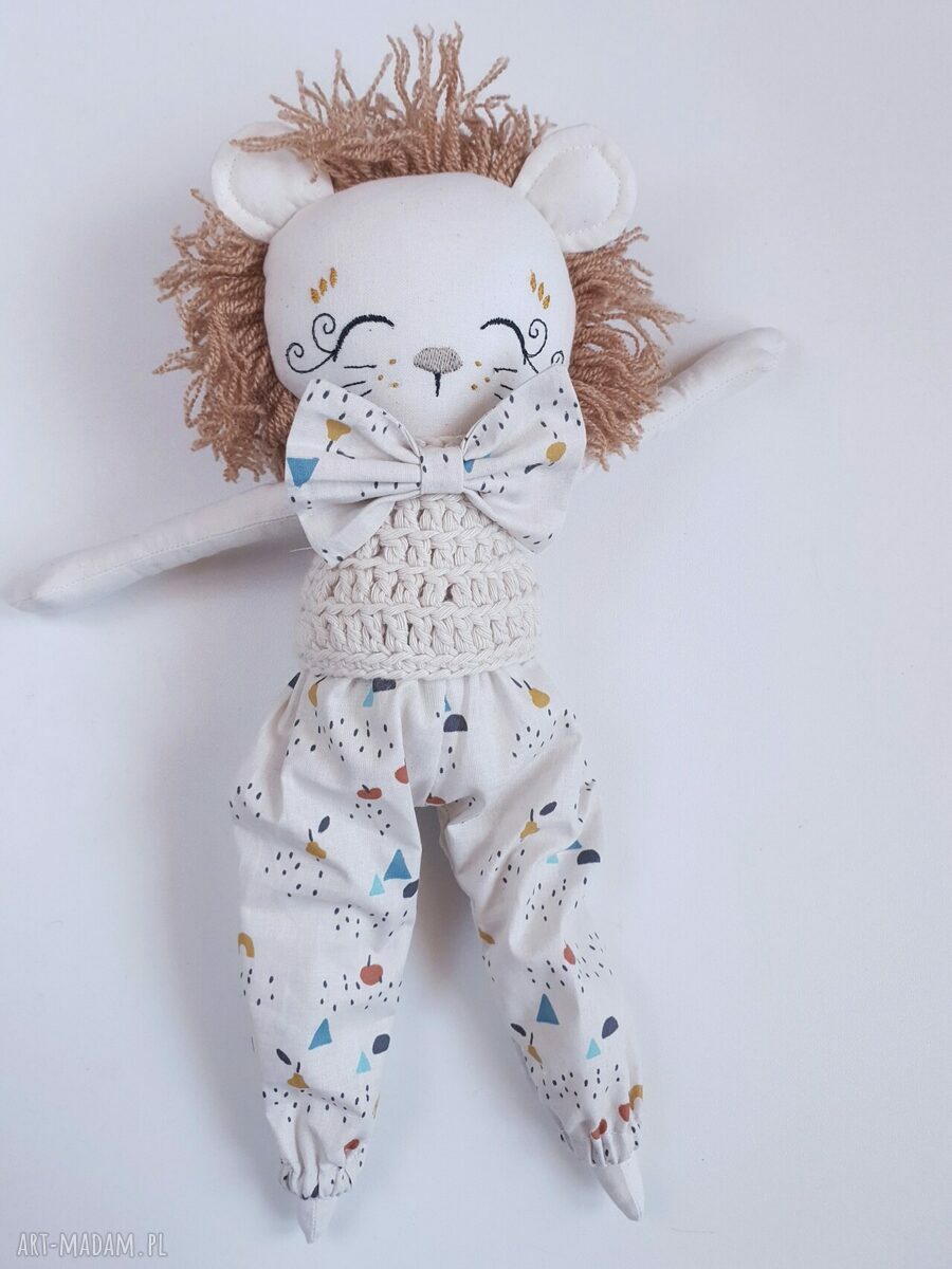 Lalka Lew Miecio - ręcznie robiona przytulanka zoo eko, 33 cm