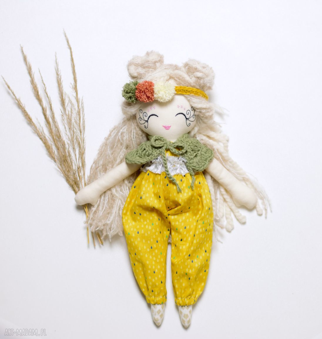 Lalka Marcelinka - ręcznie uszyta z bawełny (34 cm) eco