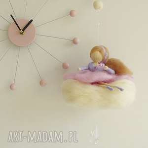 mobil - różowa wróżka na chmurce - handmade, karuzela