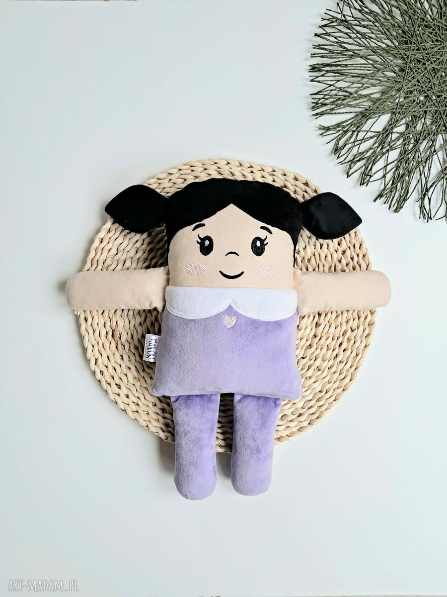 Miękka lalka poduszka 38 cm - przytulanka z bawełny organicznej