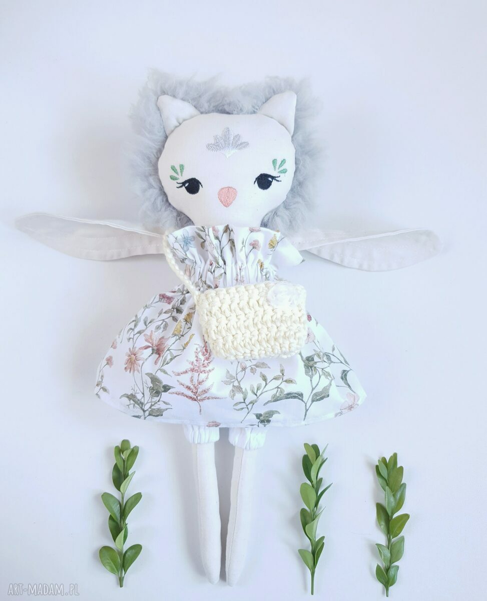 Lalka Sowa Hania - ręcznie robiona przytulanka 33 cm