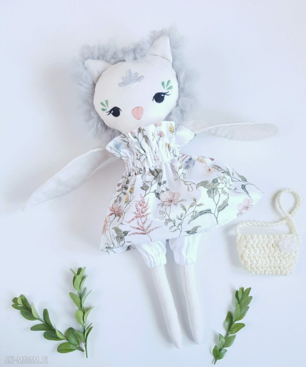 Lalka Sowa Hania - ręcznie robiona przytulanka 33 cm