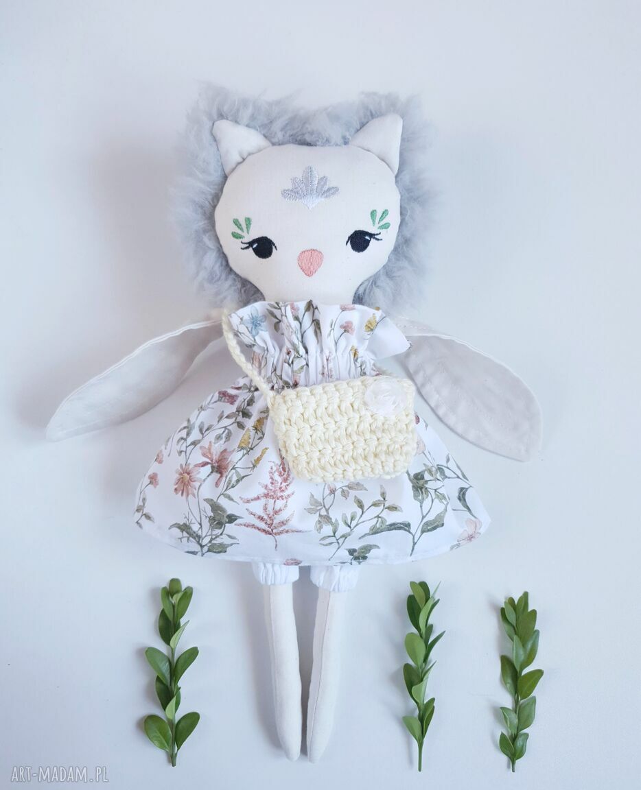 Lalka Sowa Hania - ręcznie robiona przytulanka 33 cm