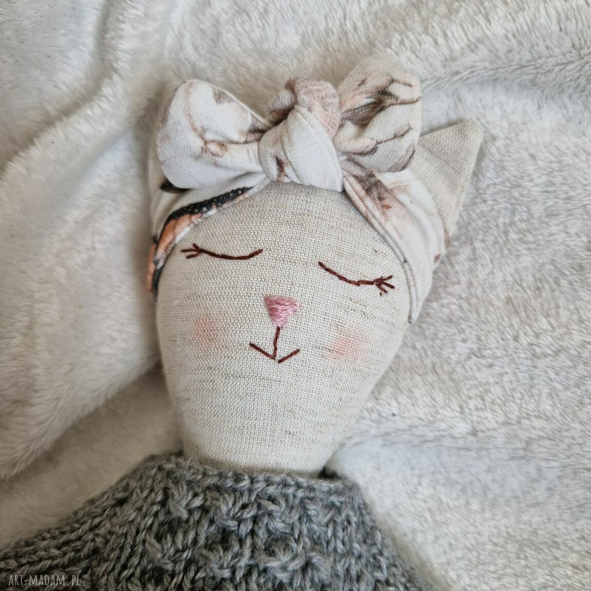 Lalka szyta kot Tilda dla dziewczynki - ręcznie robiony kotek ok. 40 cm
