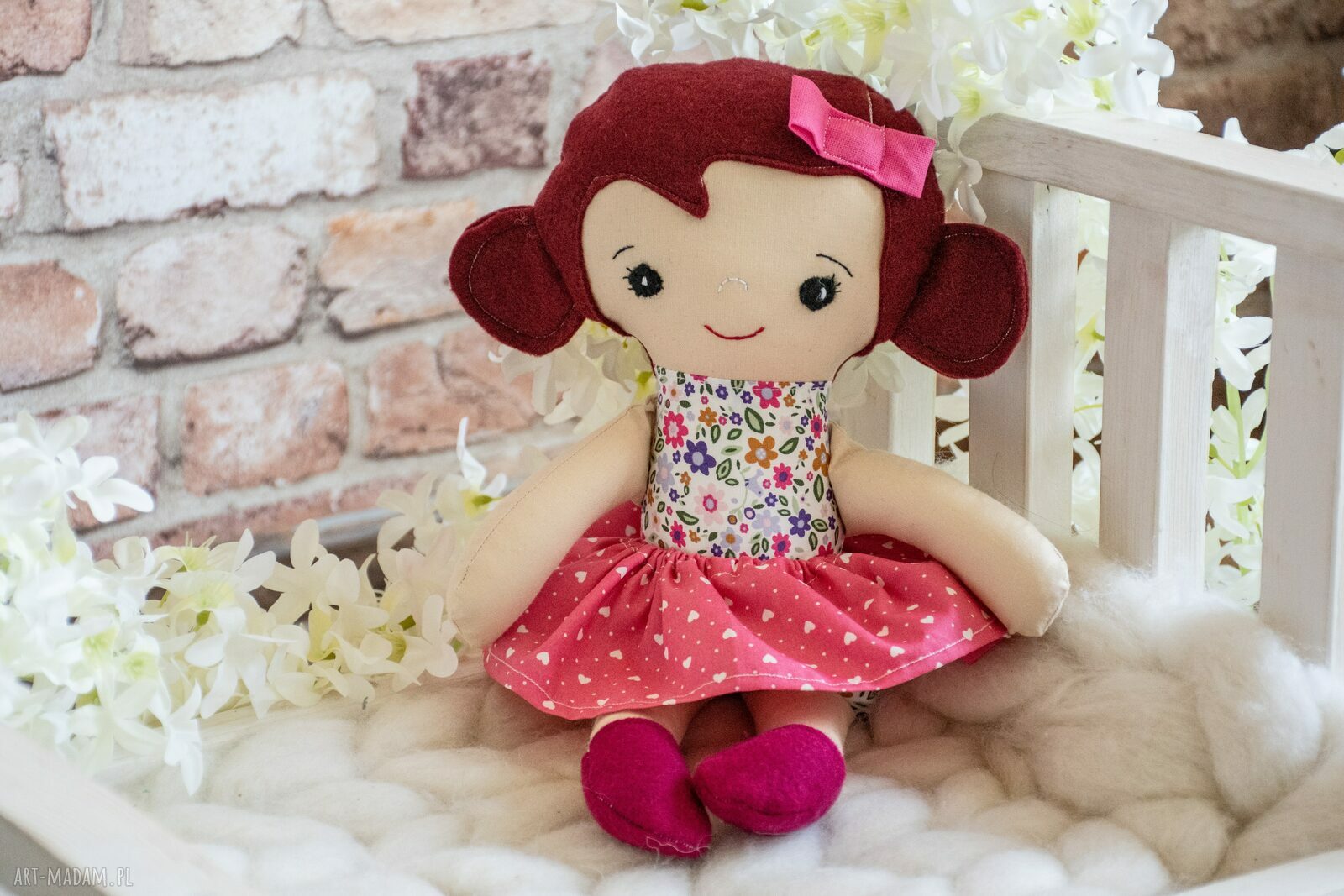 Lalka Tośka Hania 34 cm w kwiatki - ręcznie szyta lalka Szeptownia