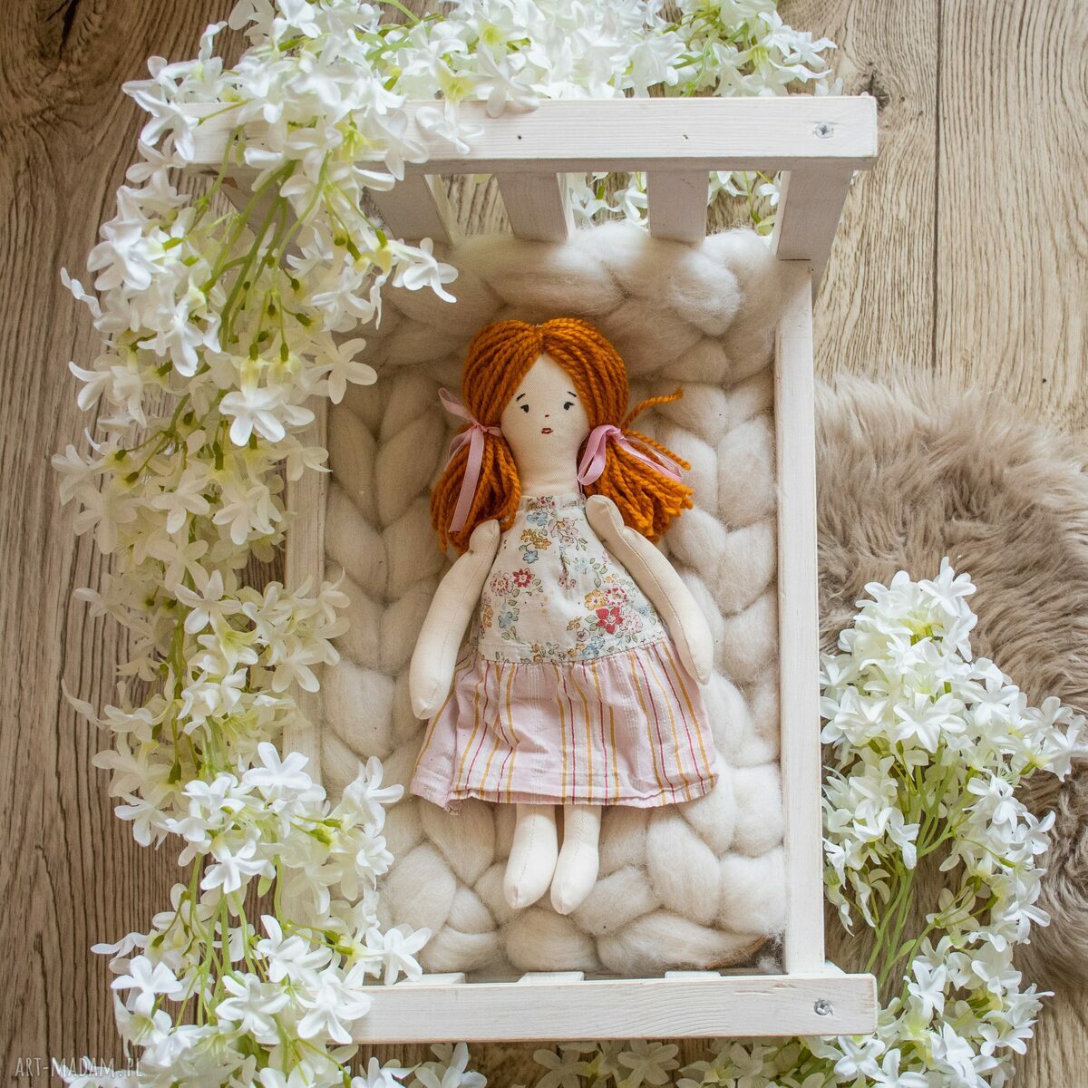 Lalka Łatka Edytka 30 cm - rękodzieło w stylu vintage