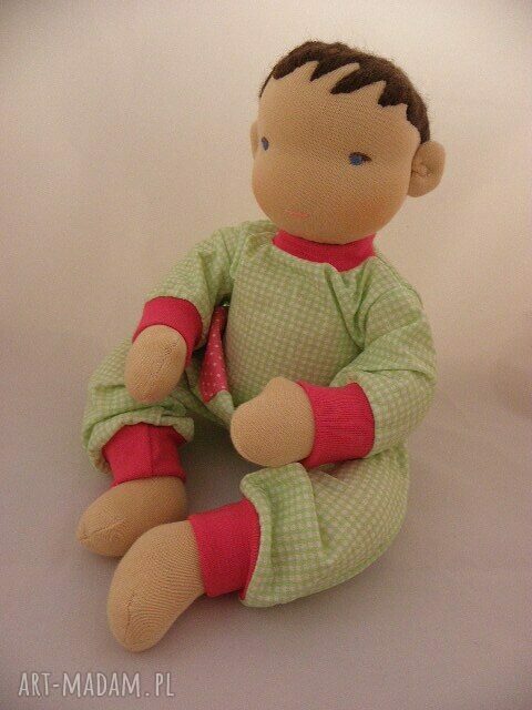 lalki: Lalka waldorfska niemowlaczek z nosidełkiem i zestawem ubranek Ręczne