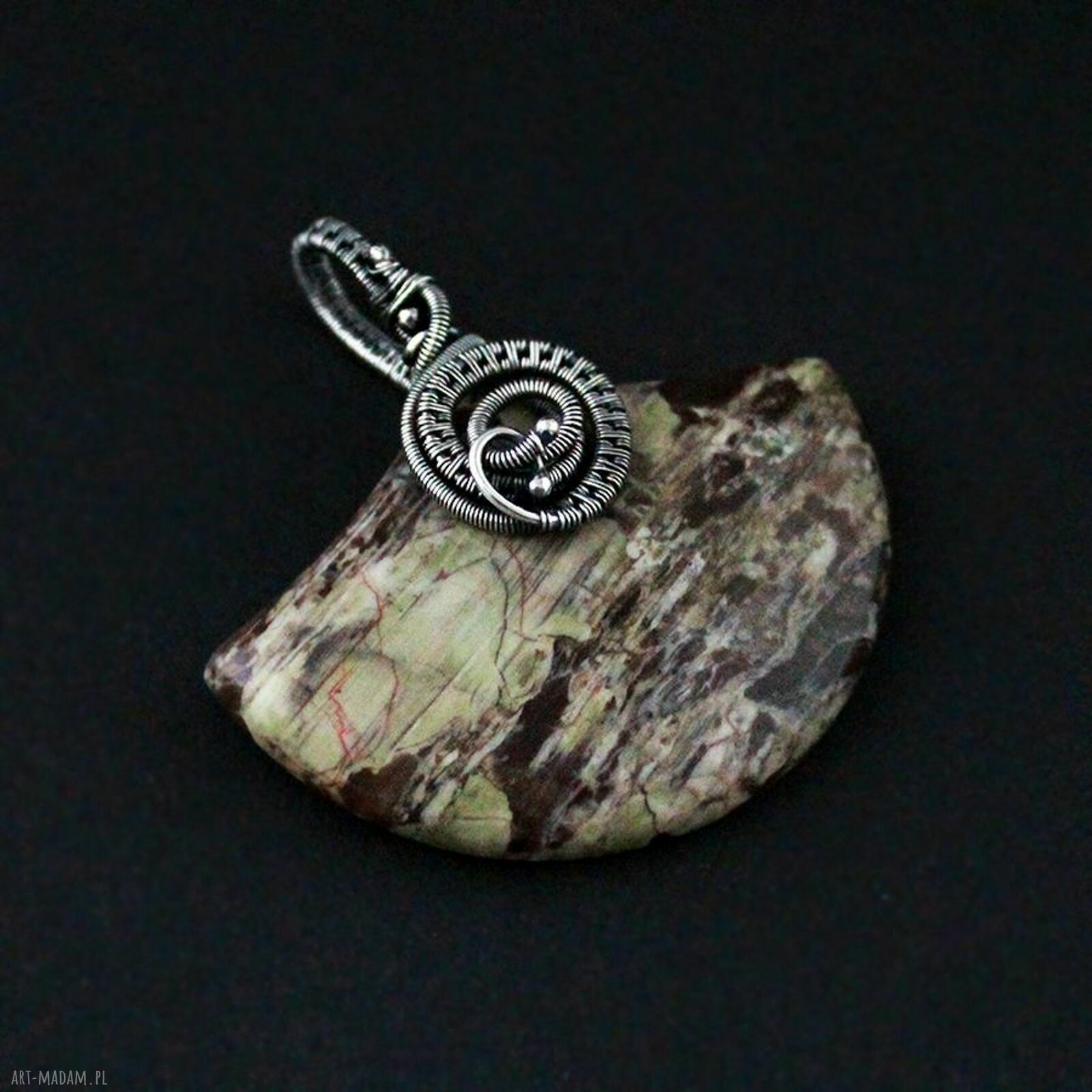 Laluna - duży wisior z jaspisem wire wrapping