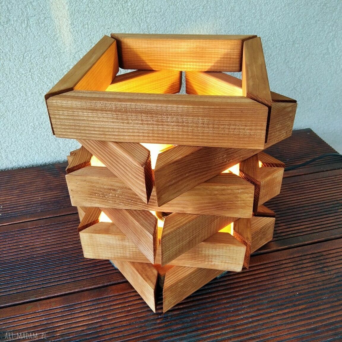 Lampa drewniana w kolorze olcha - ciepłe LED E27