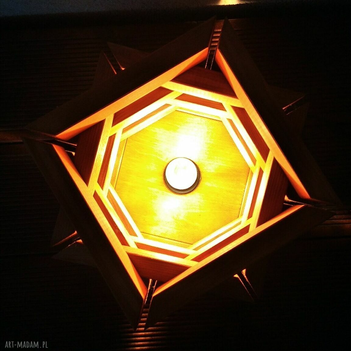 Lampa drewniana w kolorze olcha - ciepłe LED E27