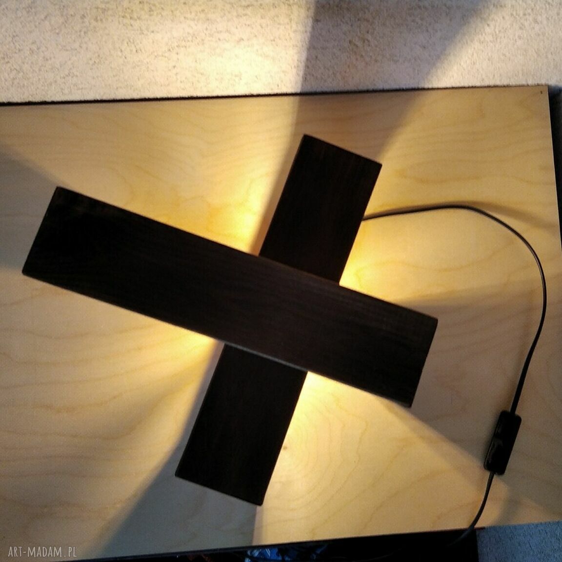 Lampa drewniana loft - lampka z drewna /7/ w odcieniu dąb