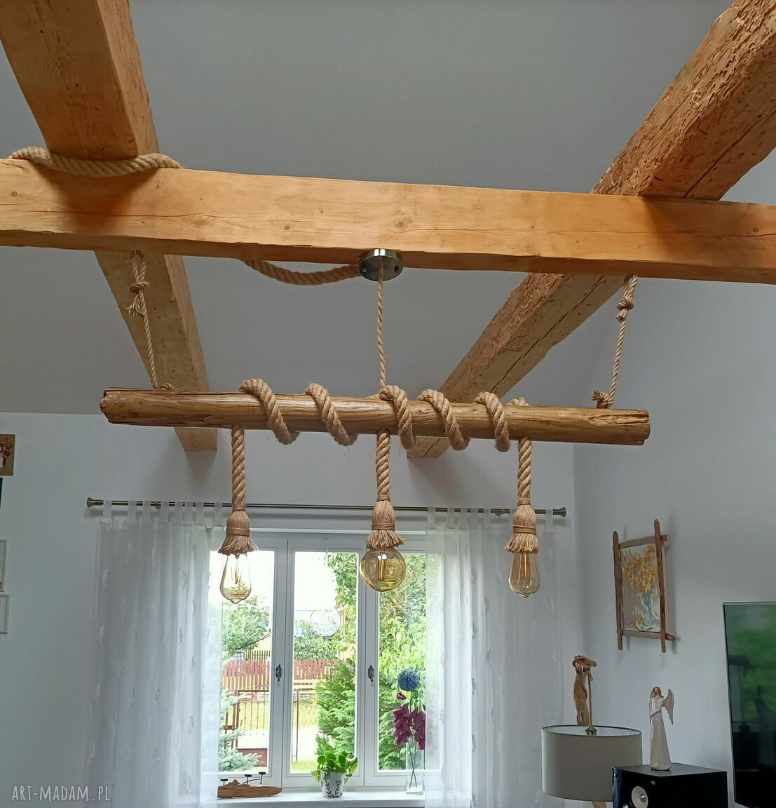 Drewniana lampa wisząca Jaro Blue0