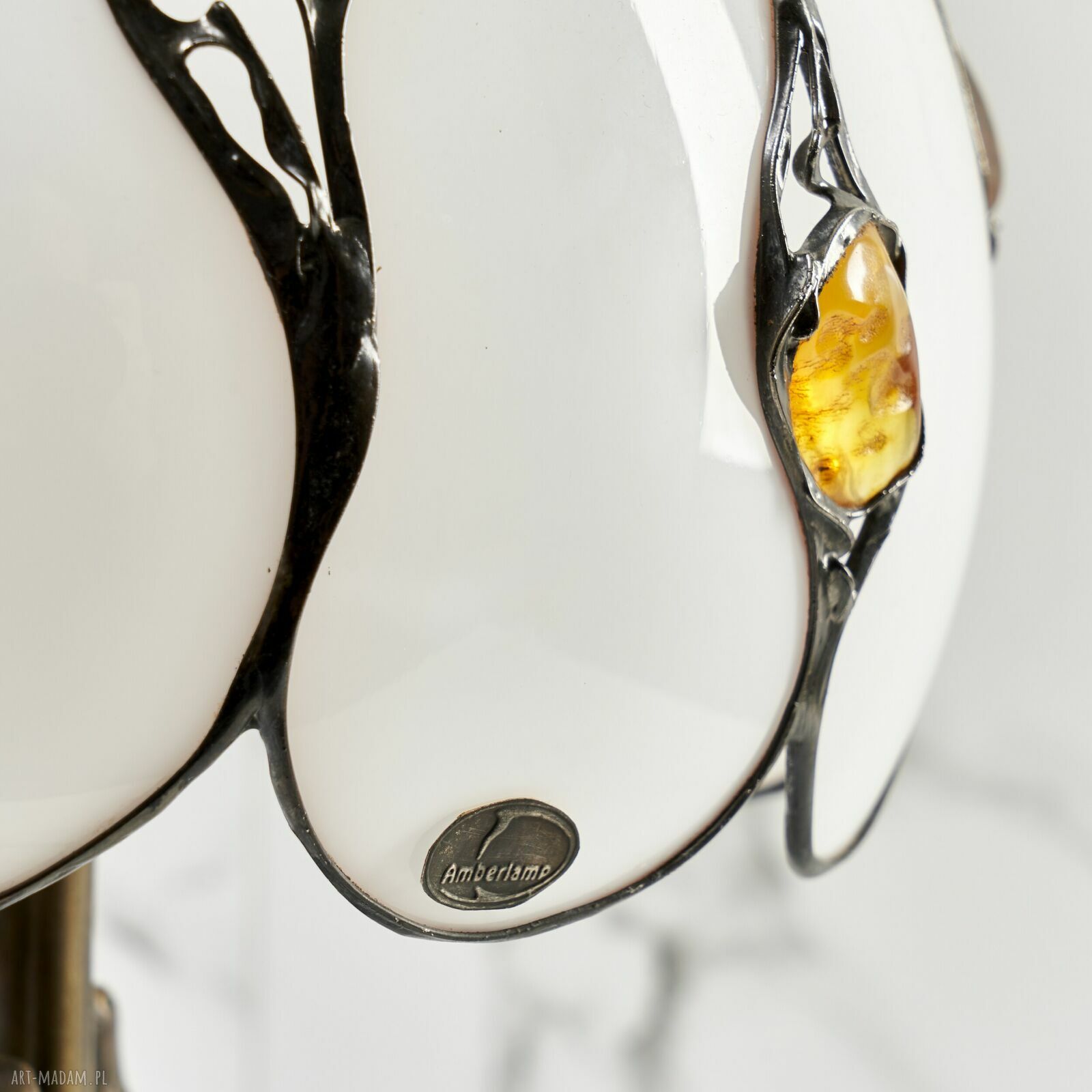 Lampa na biurko z bursztynem bałtyckim Tiffany Firenze B1 25/17