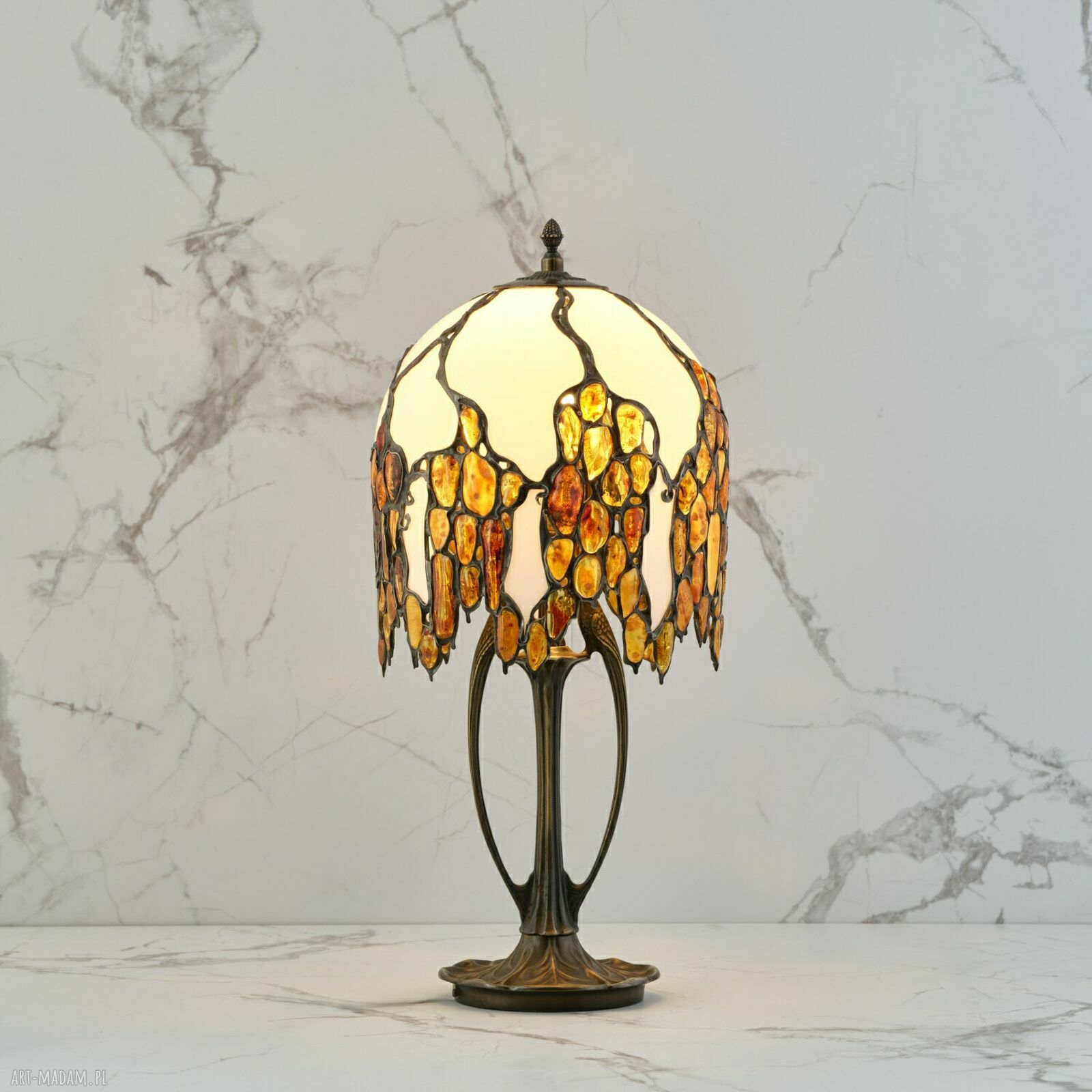 Lampa na biurko z bursztynem bałtyckim Bergamo B2 -25/18