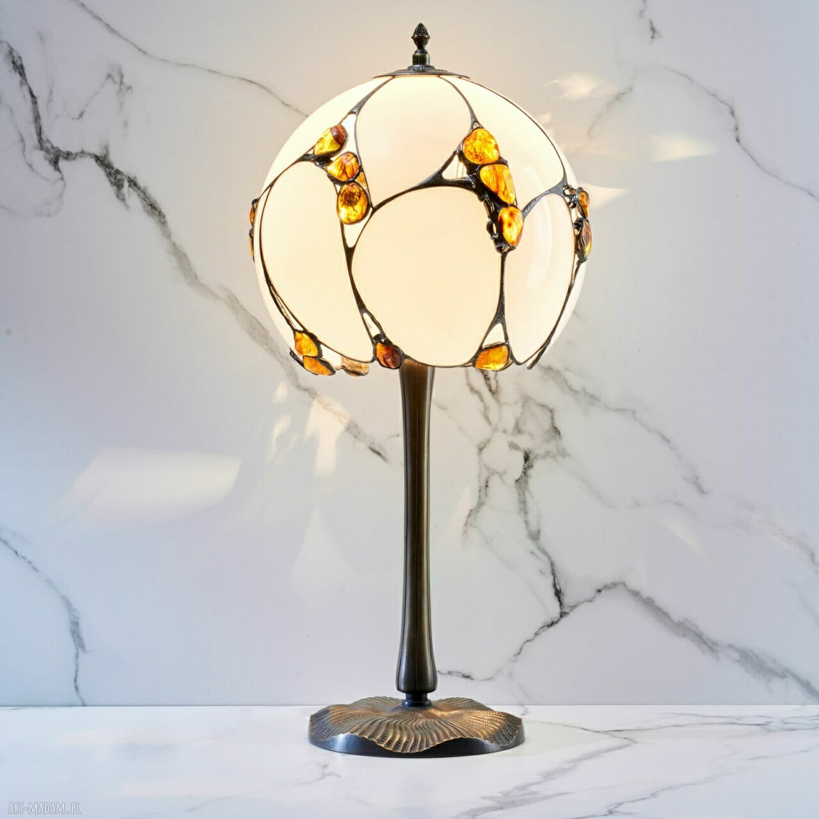 Lampa na biurko z bursztynem bałtyckim Pisa B1 30/19