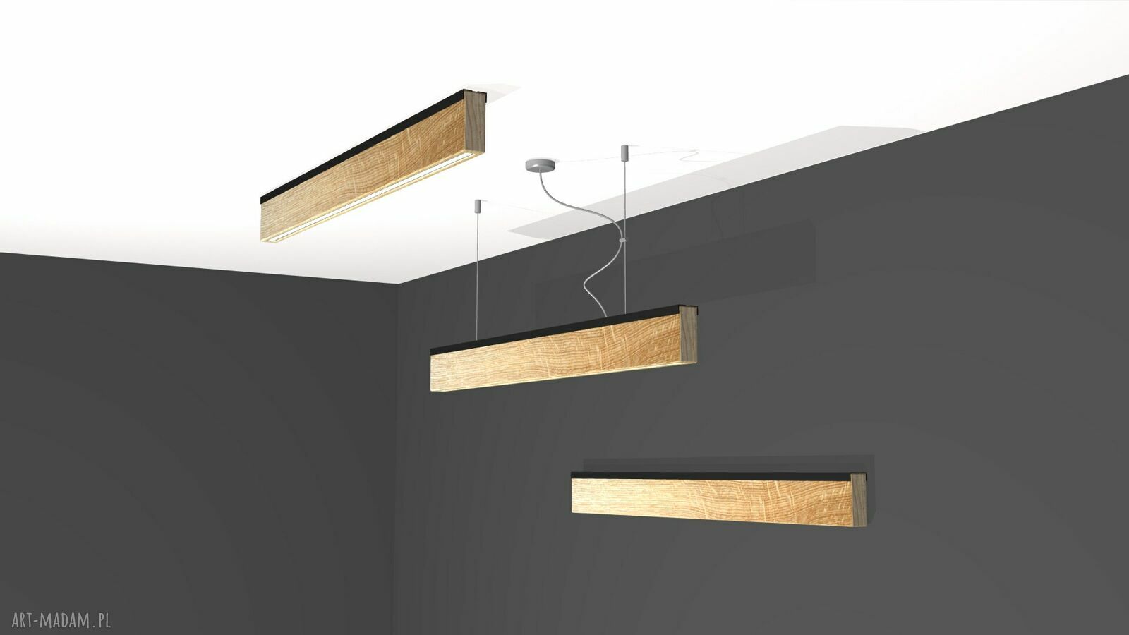 Lampa RIFT 100 cm - listwa czarna z LED, światło w dół