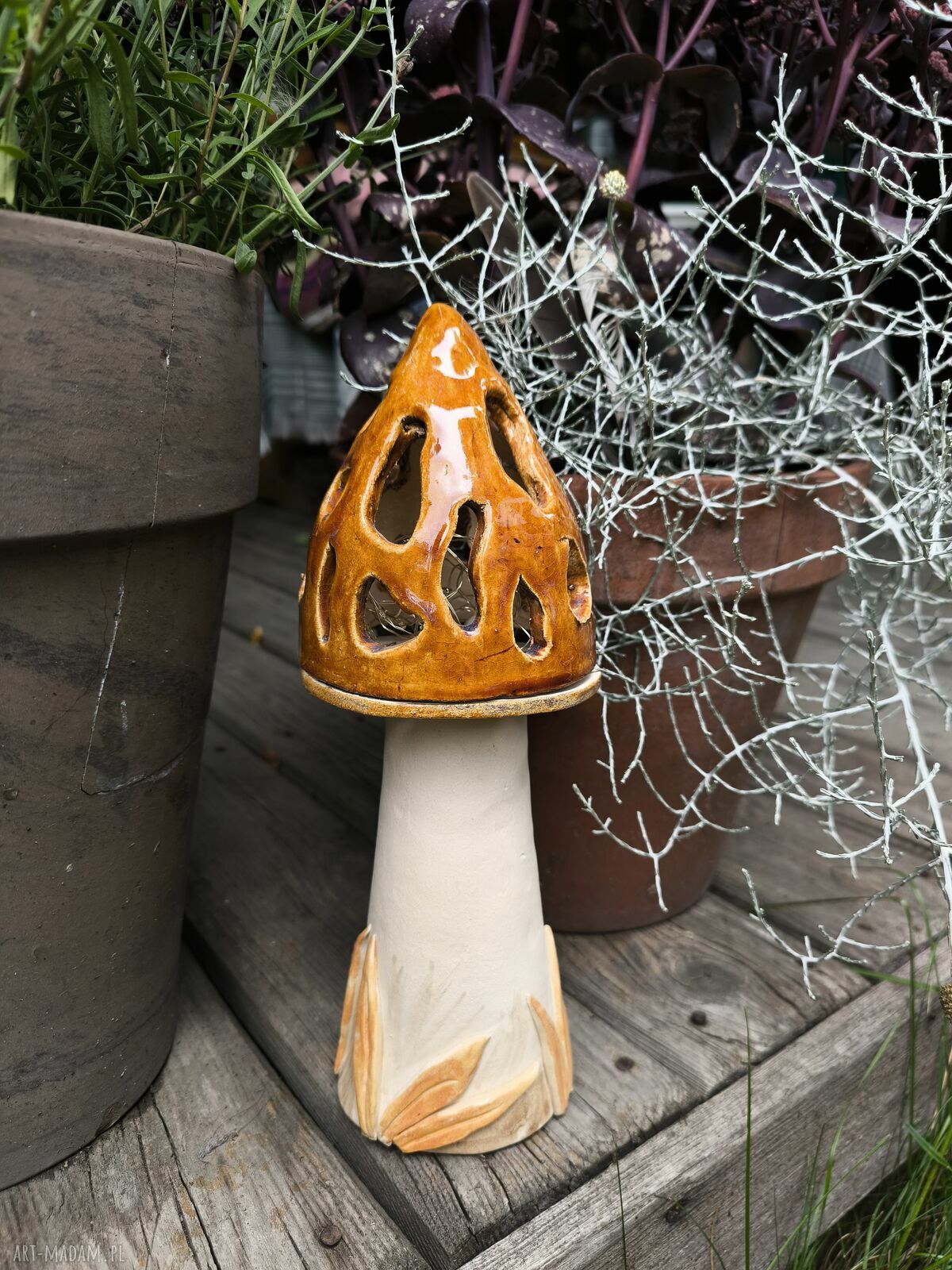 Lampa ceramiczna Smardz - ręcznie wykonana lampka nastrojowa