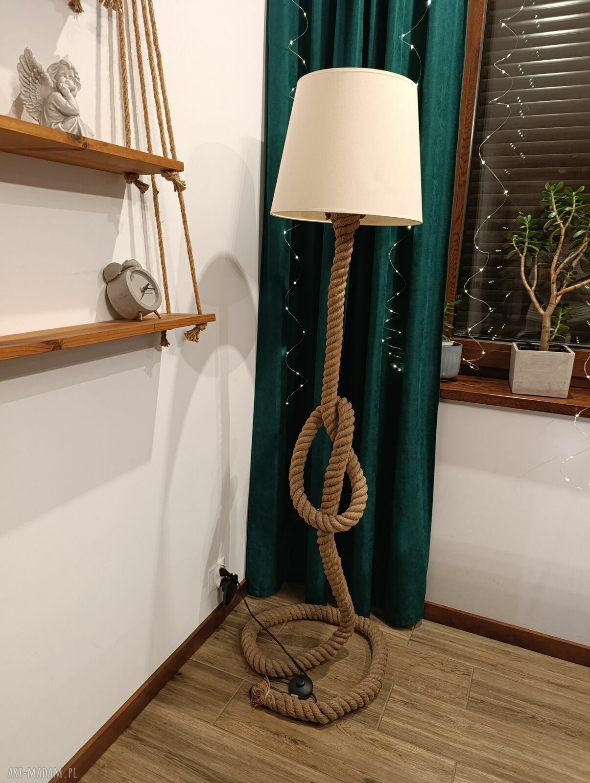 Lampa stojąca ze sznurka jutowego 160 cm - naturalny design