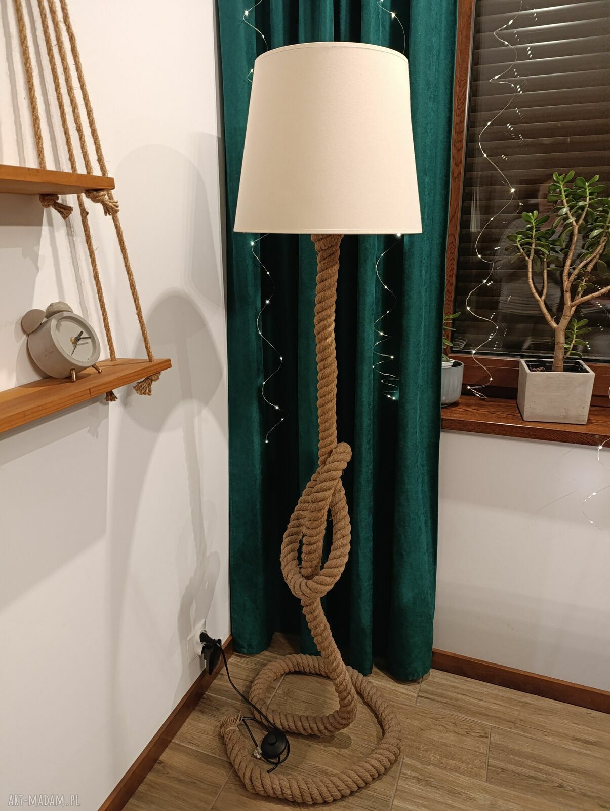 Lampa stojąca ze sznurka jutowego 160 cm - naturalny design