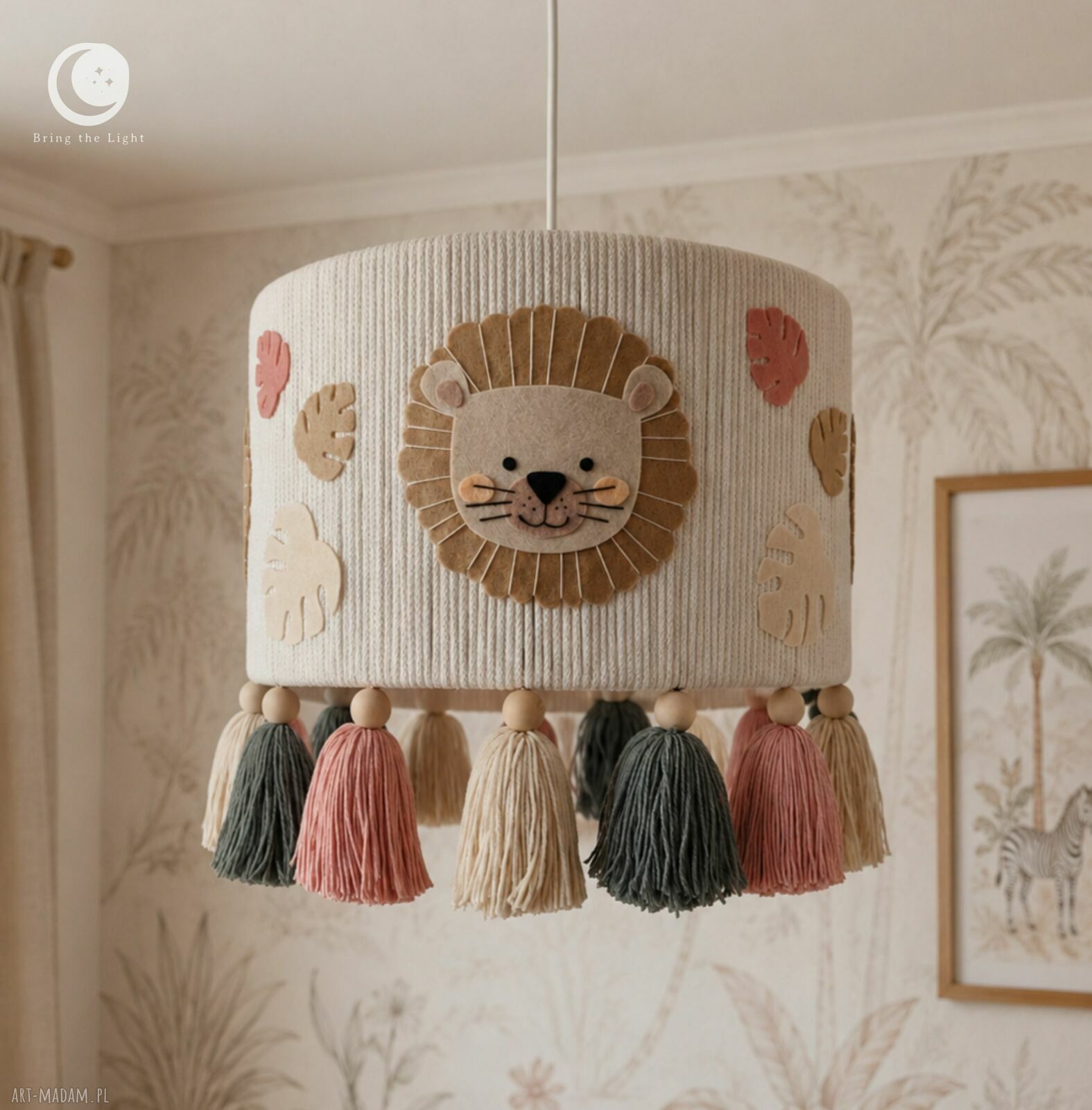 Różowa lampa sufitowa Safari do pokoju dziewczynki