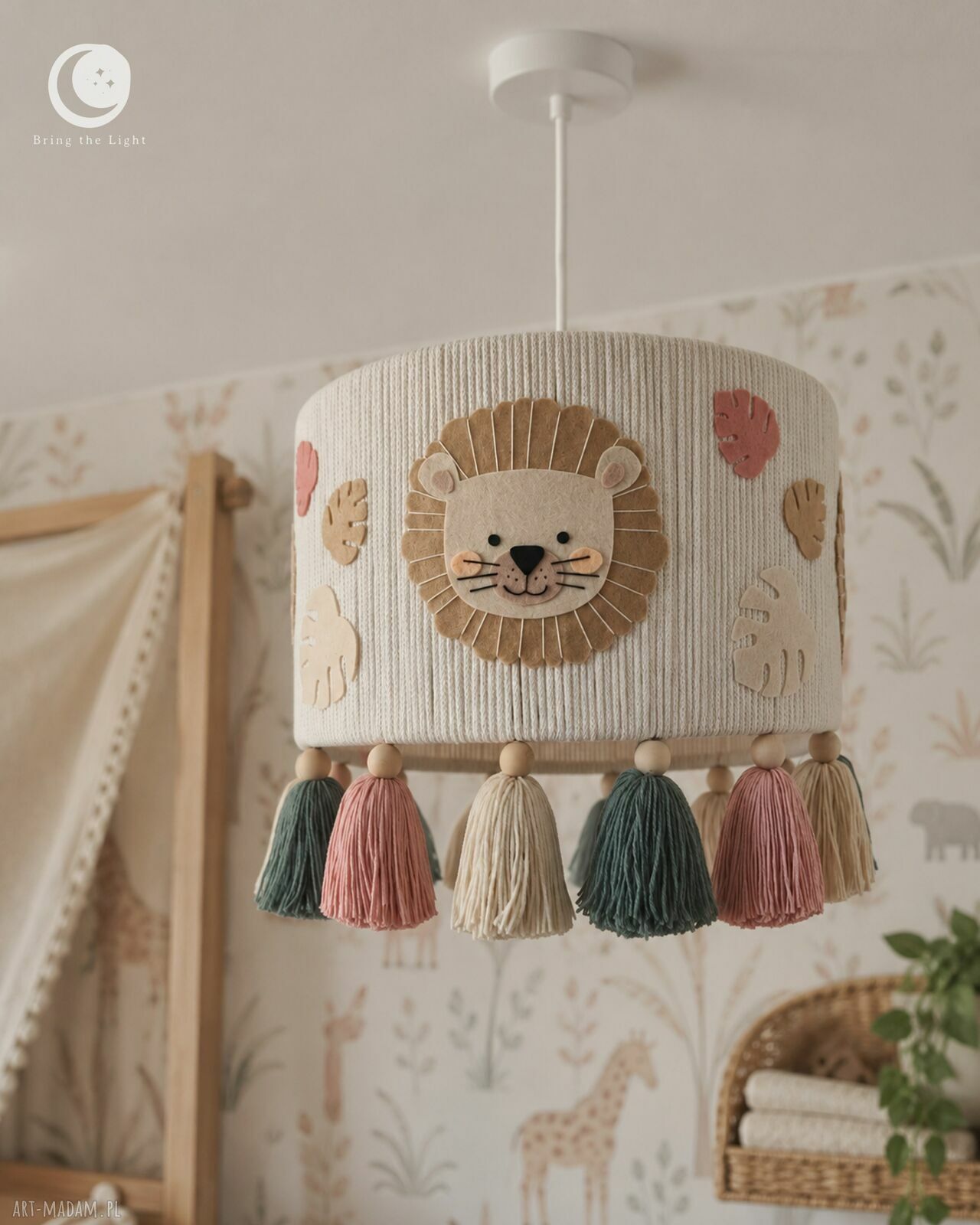 Różowa lampa sufitowa Safari do pokoju dziewczynki
