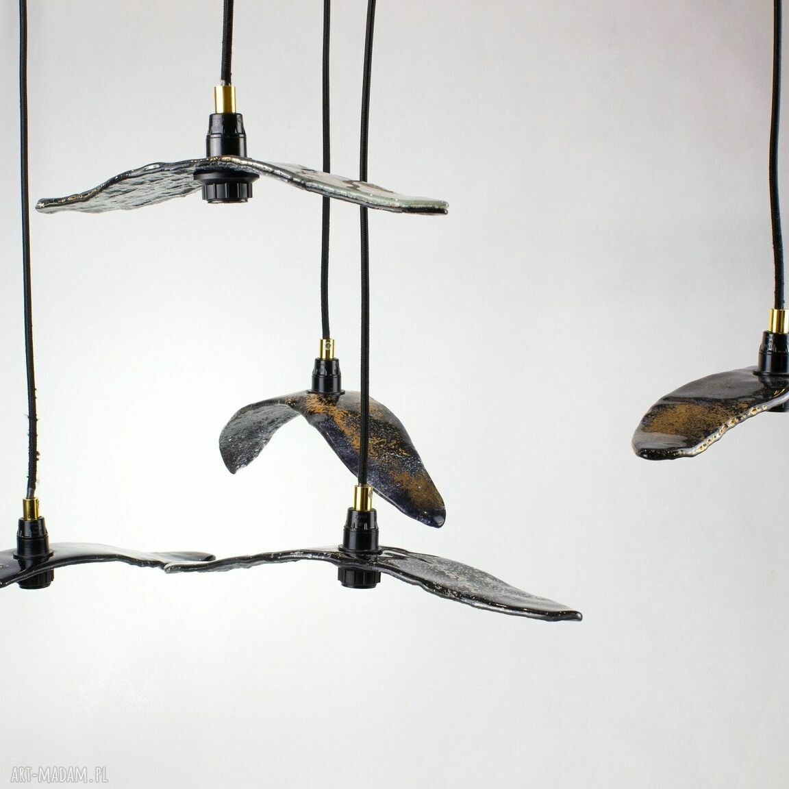 Autorska lampa wisząca ze szkła loft - lecące ptaki