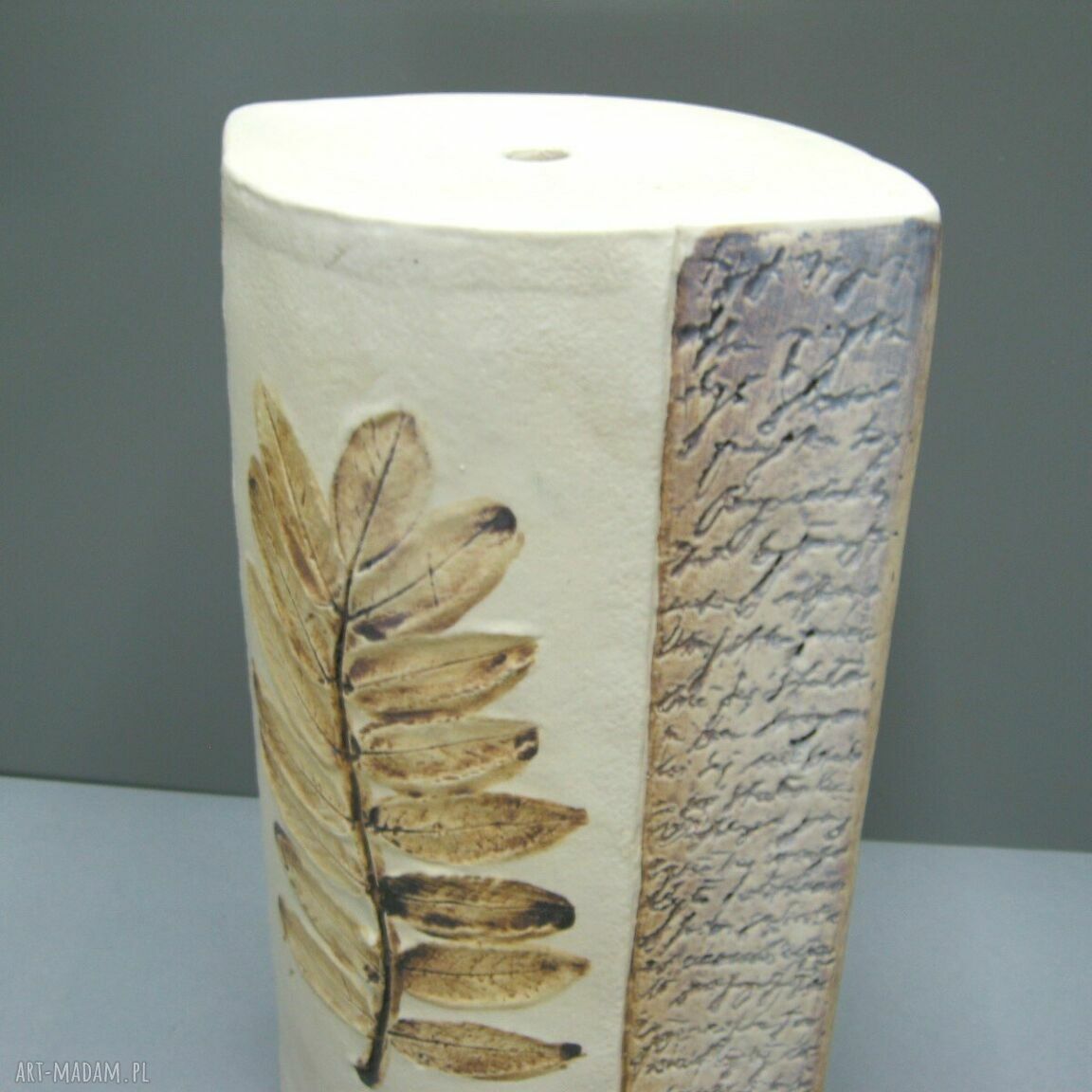 Lampa ceramiczna z dekoracyjnym liściem - Santin handmade