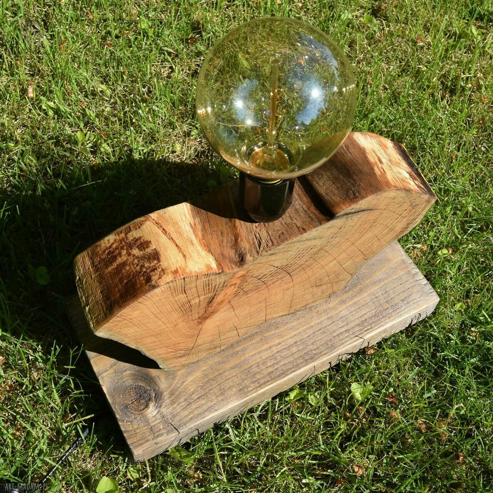Lampa z plastra drewna Akacja w stylu loft Japandi Wabi-Sabi - unikat