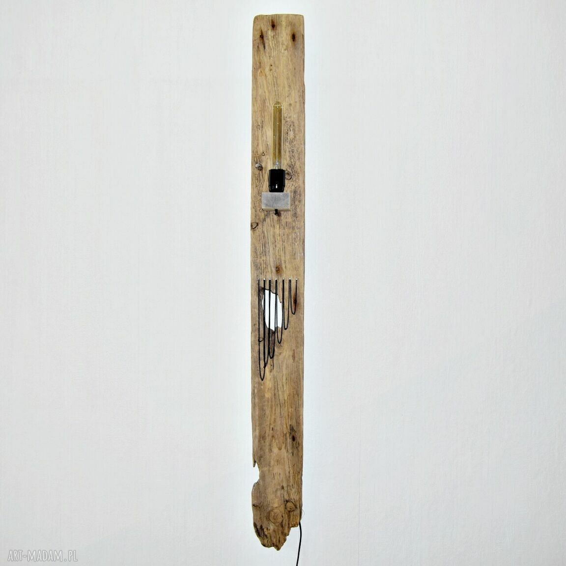 Lampa ze starego drewna loft retro wabi-sabi - unikat do ciepłego, nastrojowego światła