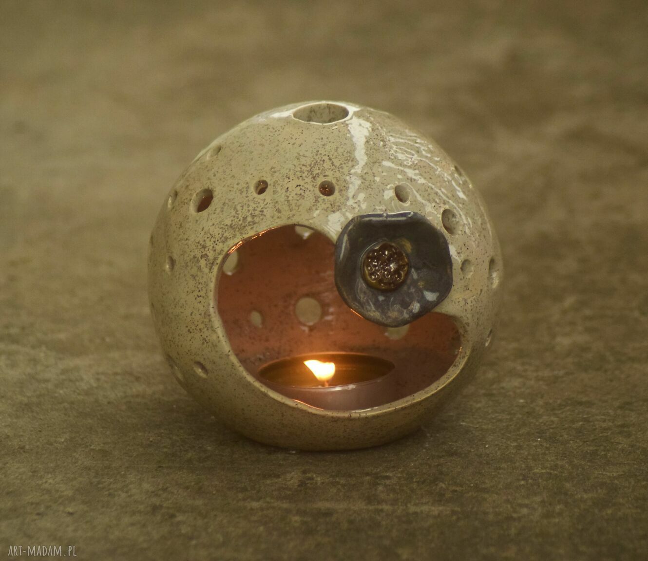 Lampion kominek do aromaterapii z ceramiki artystycznej - ręcznie robiony