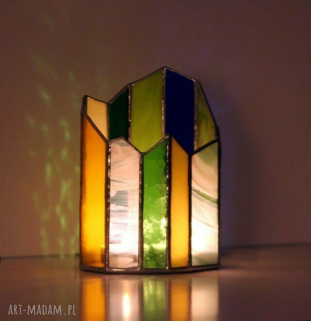 Lampion podwójny zielony (witrażowy świecznik Tiffany)
