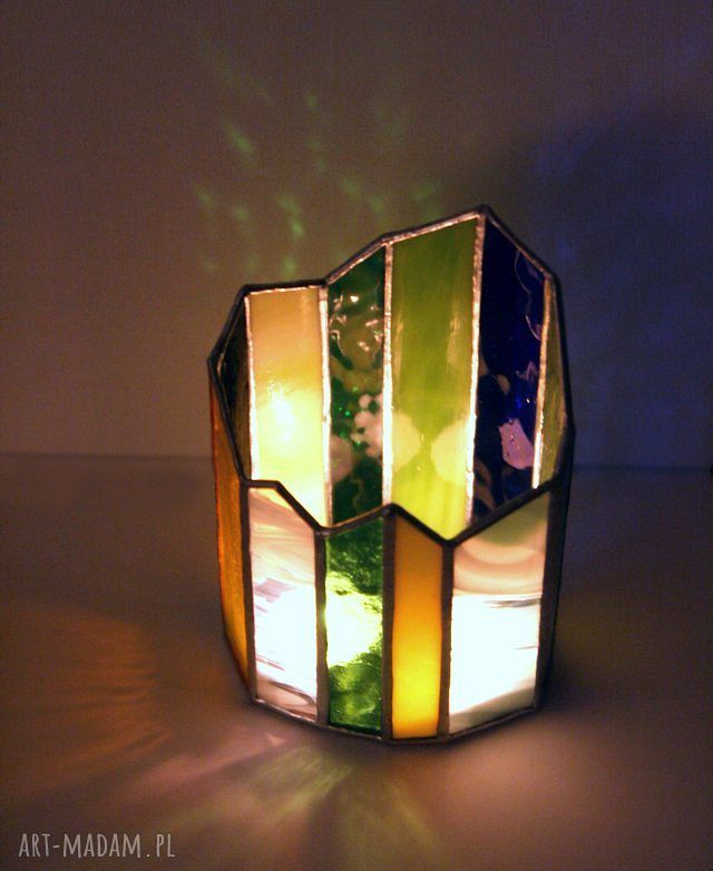 Lampion podwójny zielony (witrażowy świecznik Tiffany)