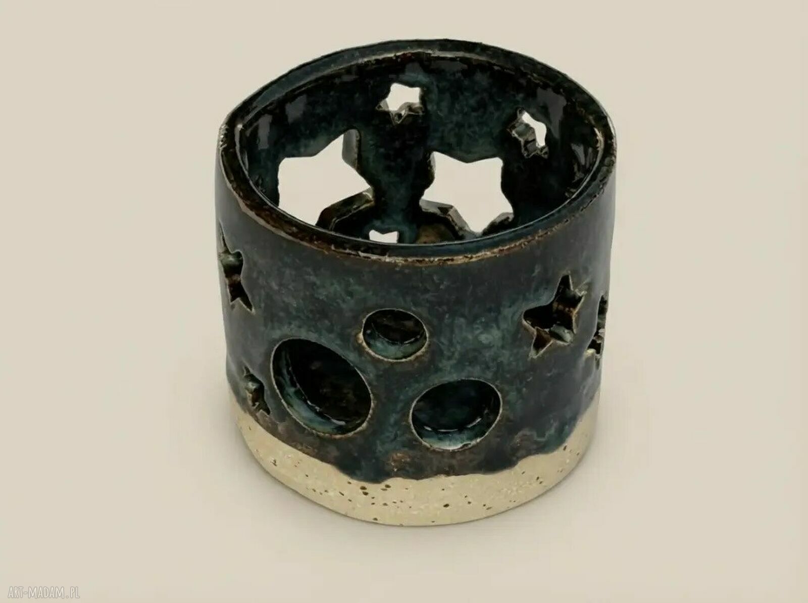 Ceramiczny lampion na tealight z gwiazdkami